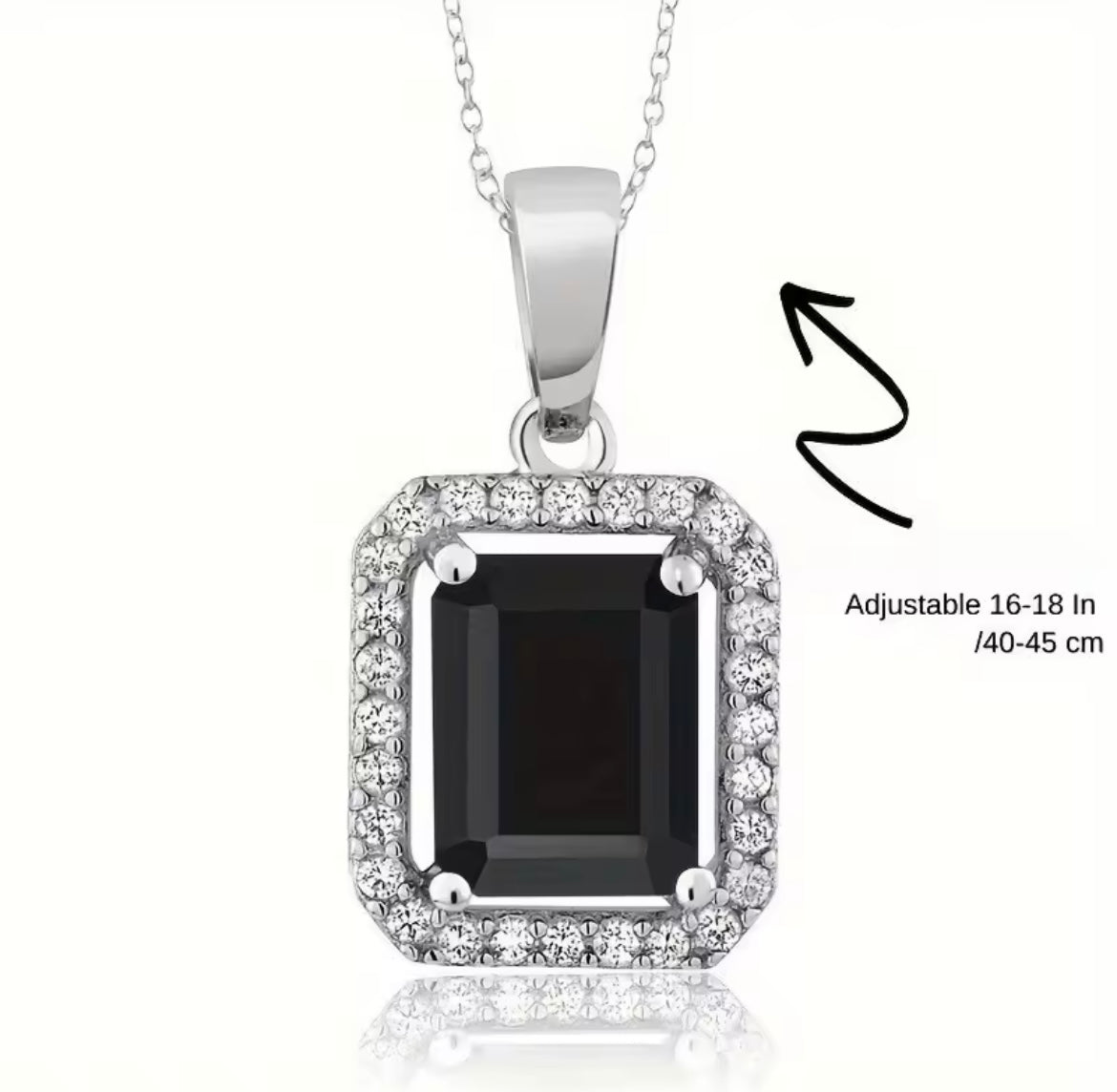 925 Sterling silver black rectangle necklace