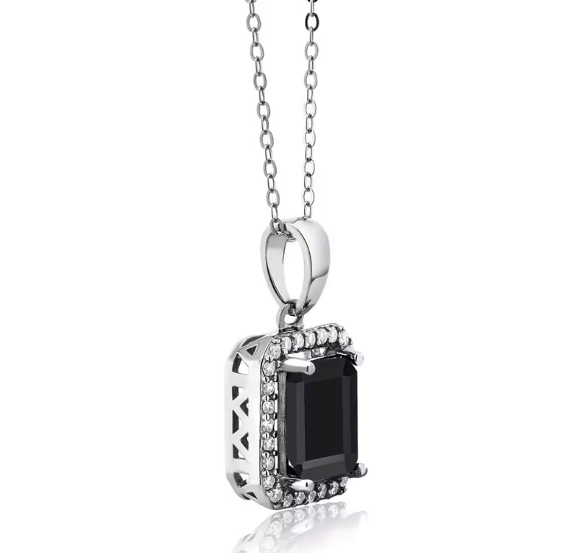 925 Sterling silver black rectangle necklace