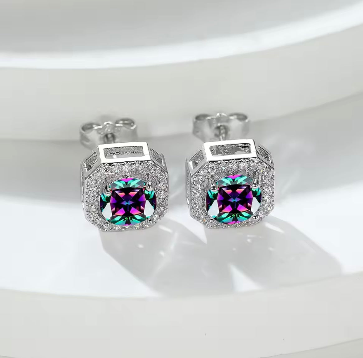 Zircon Square Stud Earrings