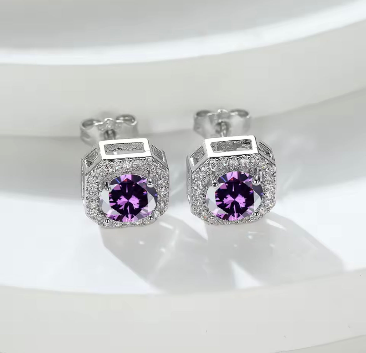 Zircon Square Stud Earrings