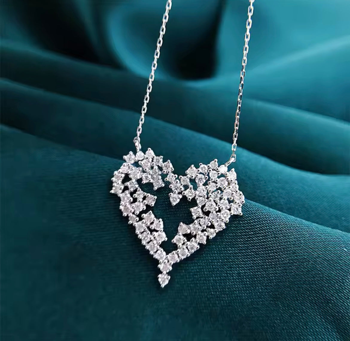 Heart Necklace Full Crystal Cubic Zirconia