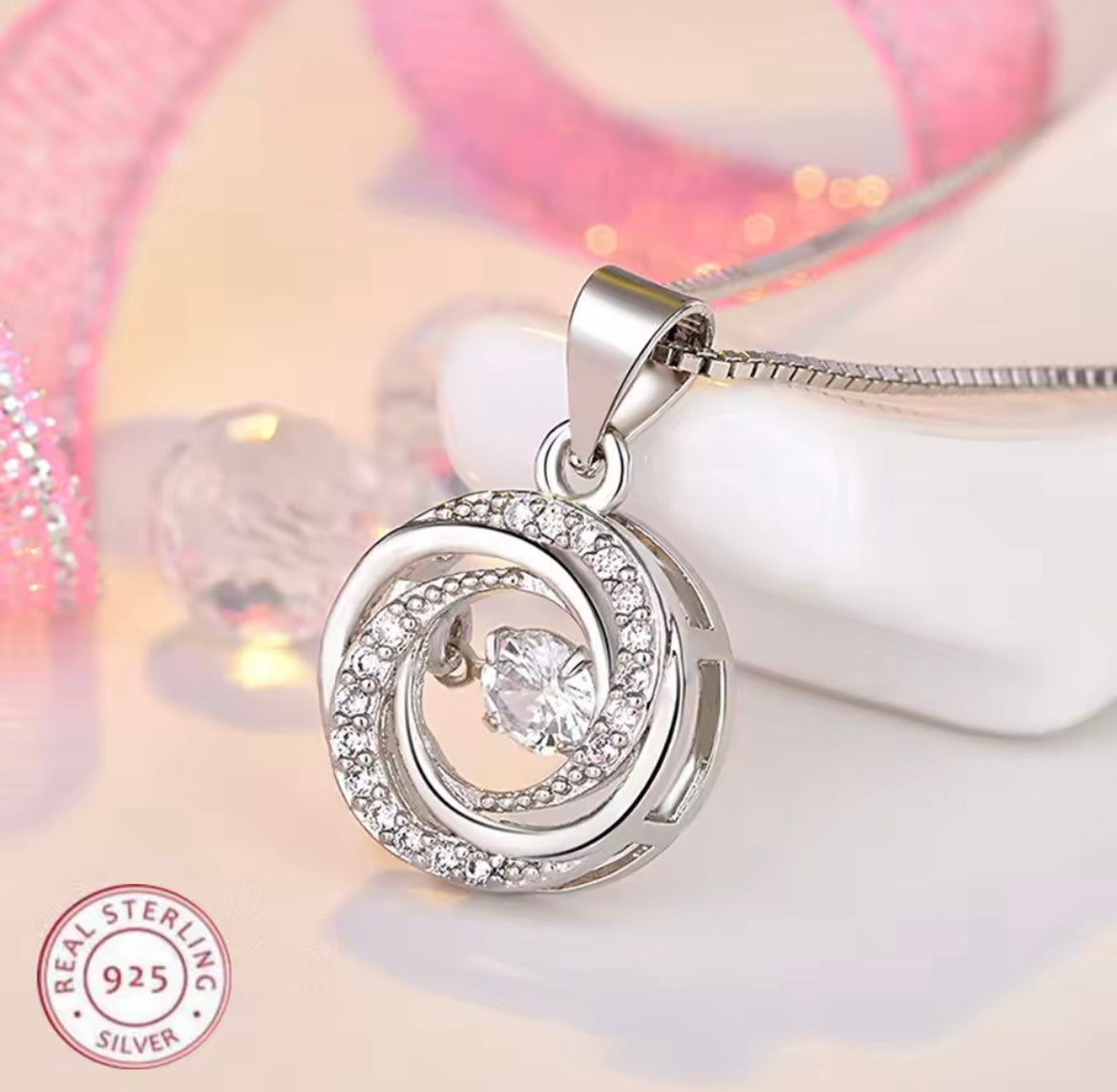 925 Sterling silver round necklace