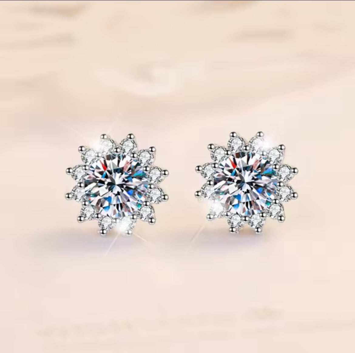 925 Sterling silver flower jewellery set