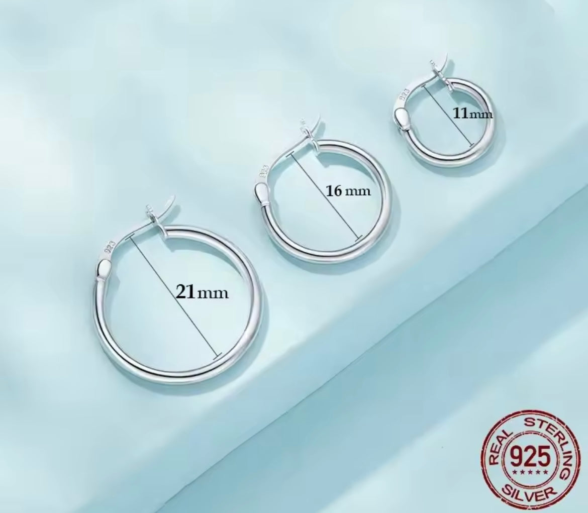 925 Sterling Silver Bold Classic Hoop earrings