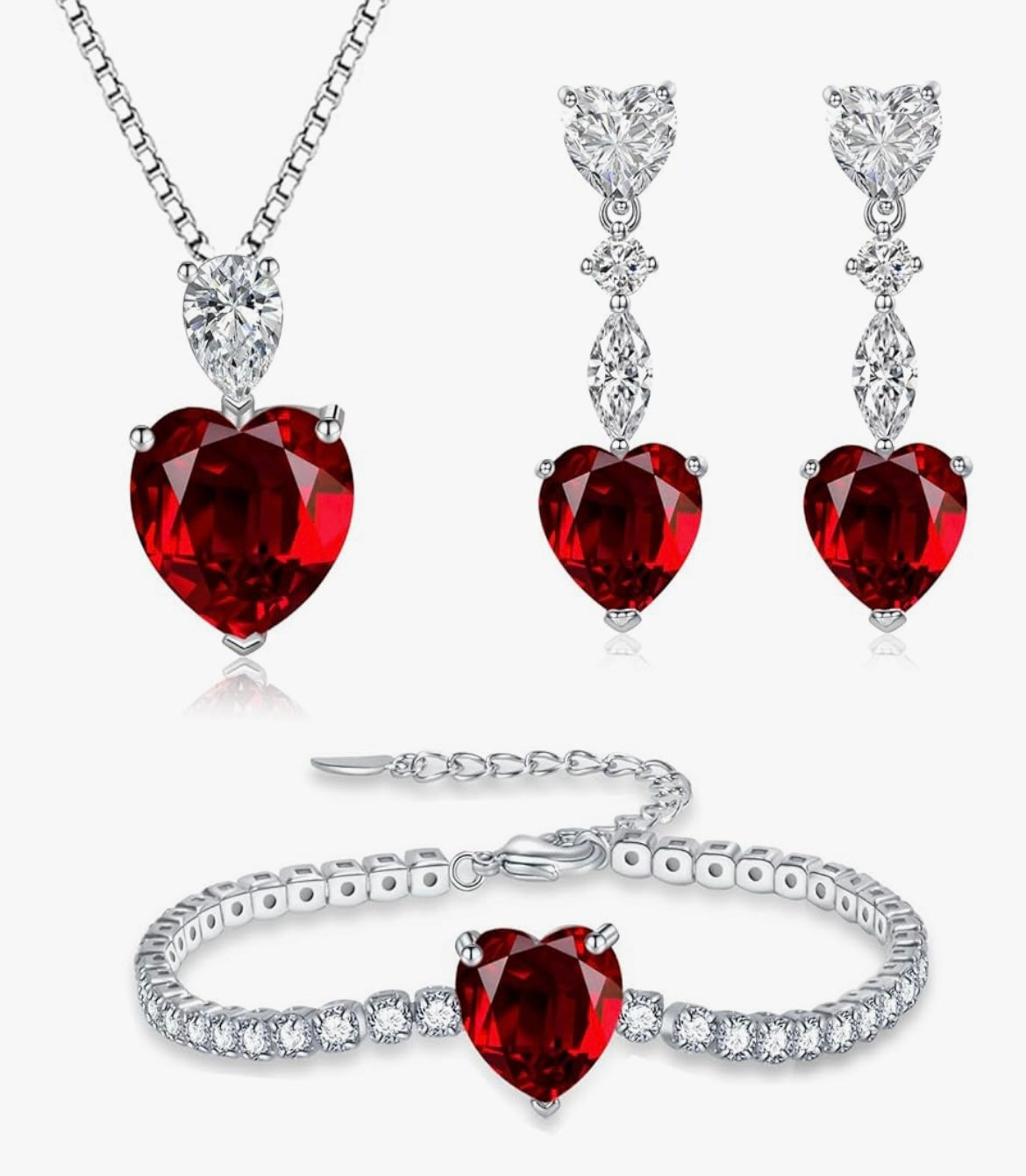 925 Sterling Silver Heart Jewellery Set