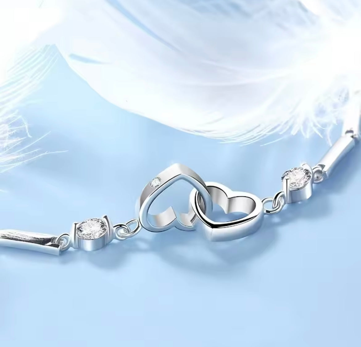 925 Sterling silver double heart bracelet