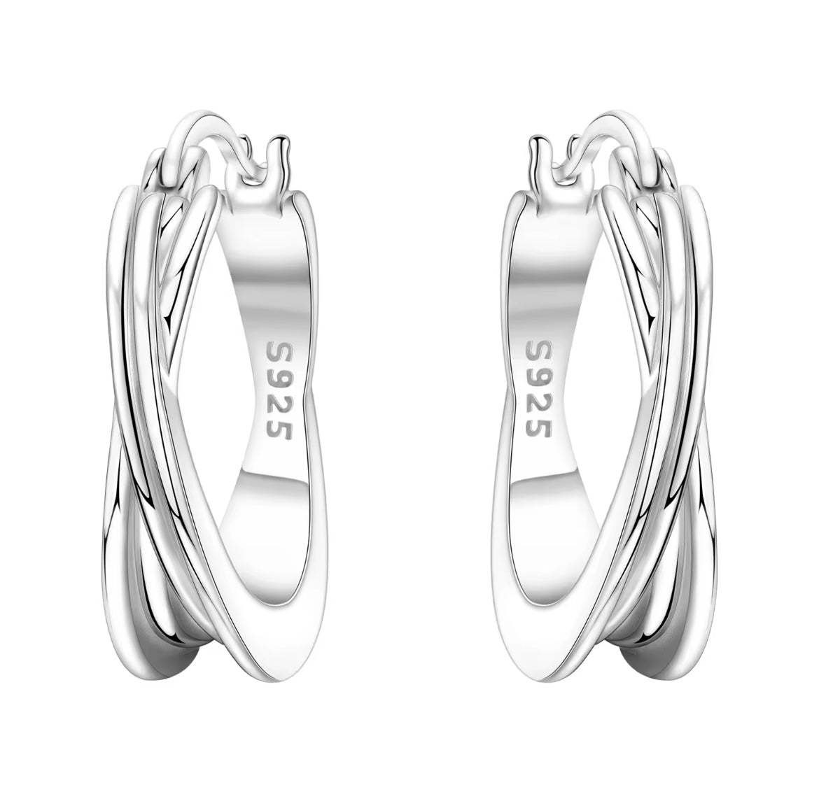 925 Sterling silver cross line hoop earrings
