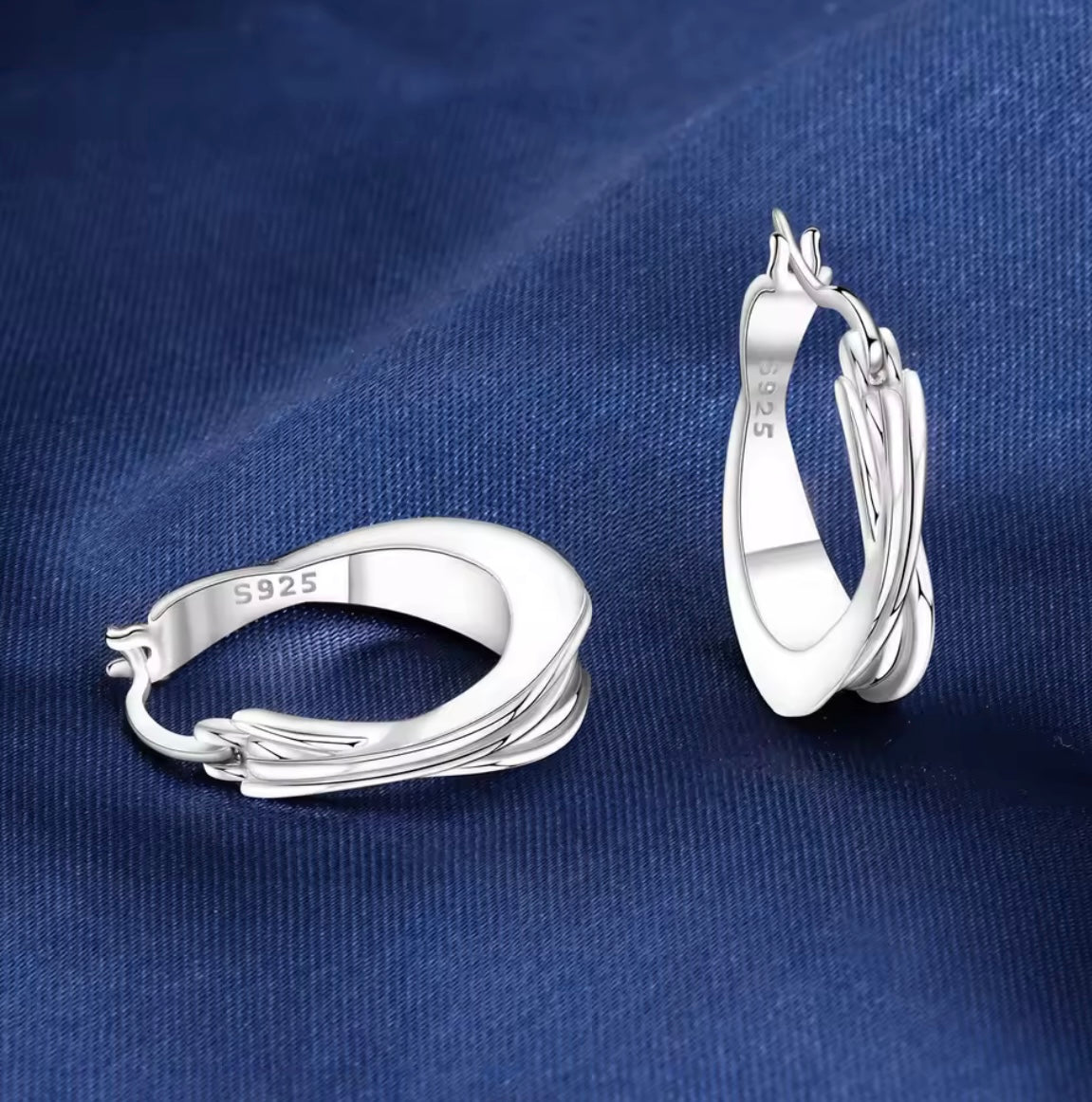 925 Sterling silver cross line hoop earrings
