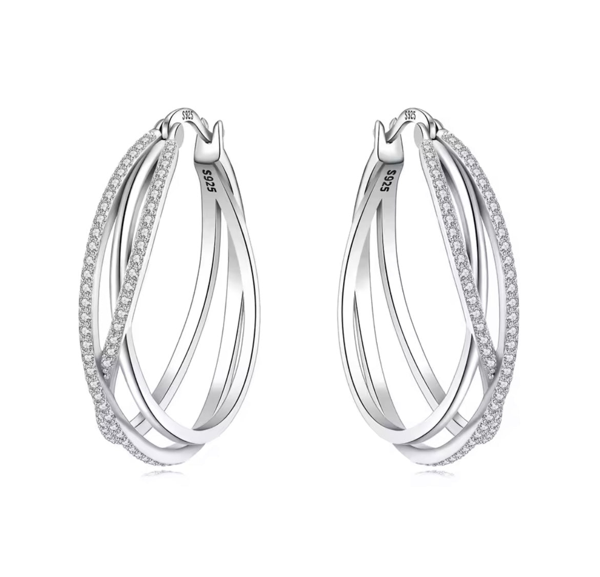 925 Sterling silver Curve Weaving hoop earrings