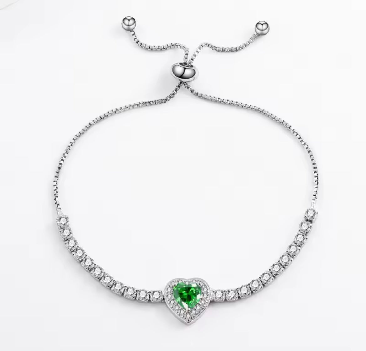 925 Sterling Silver Heart Adjustable Bracelet