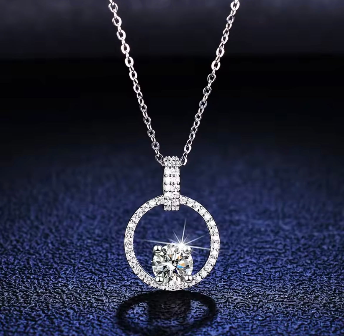 925 Sterling Silver Moissanite Round Necklace