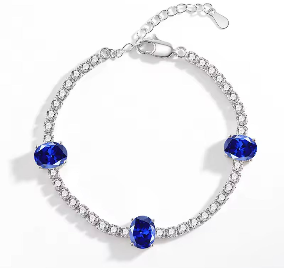 925 Sterling Silver Oval zircon bracelet