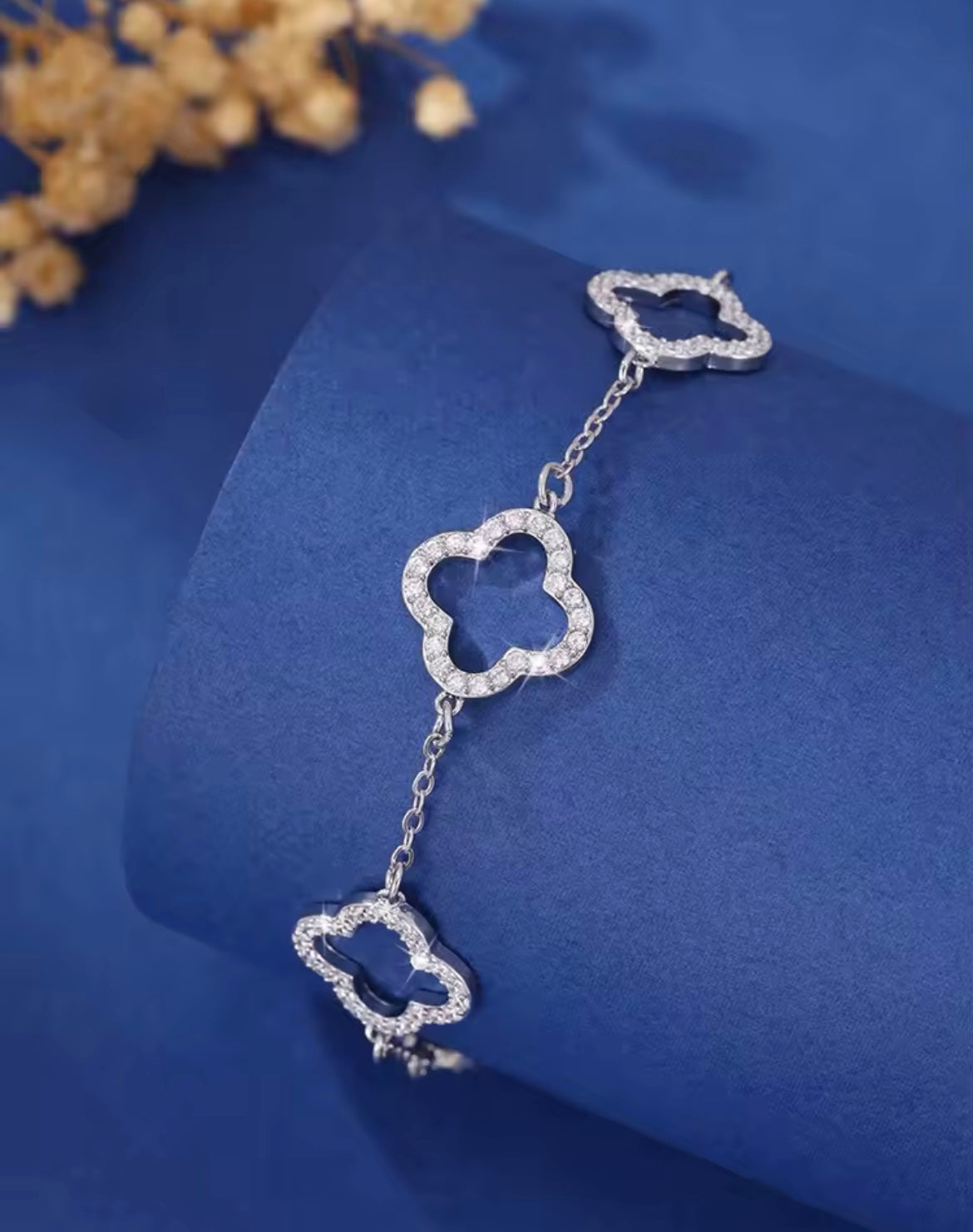 925 Sterling silver four leaf clover bracelets