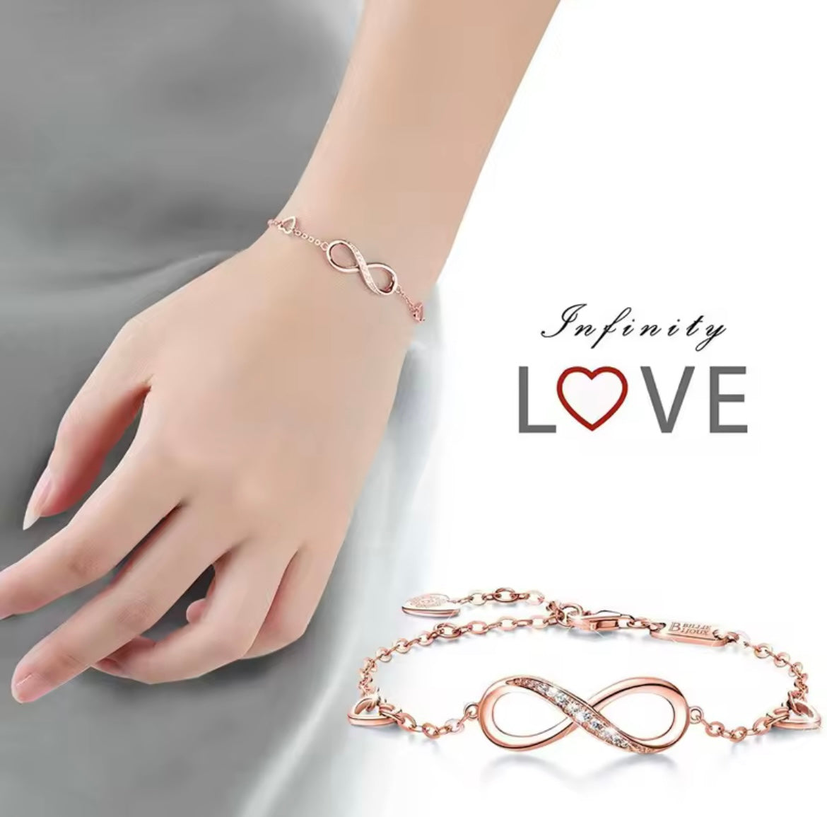 Sterling silver infinity endless love bracelet