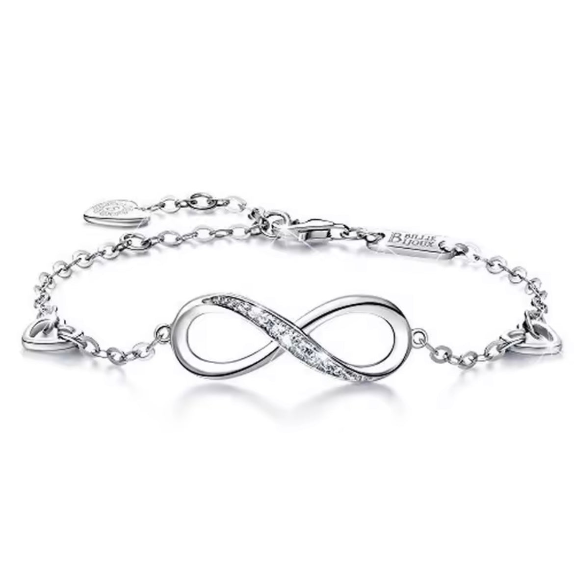 Sterling silver infinity endless love bracelet