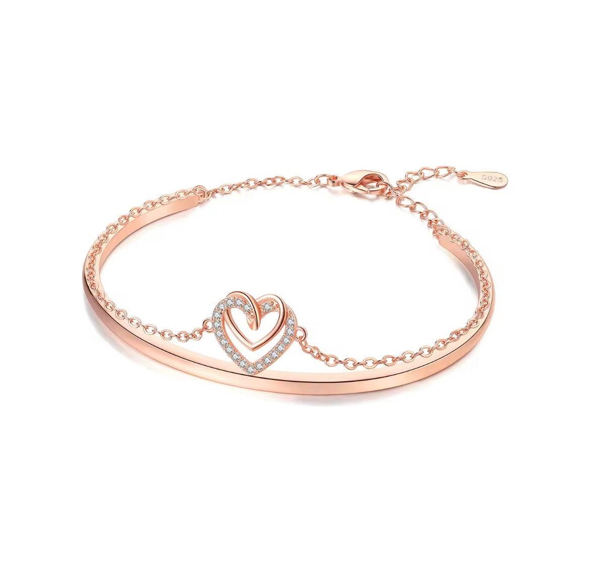 925 Sterling silver rose gold double bracelet