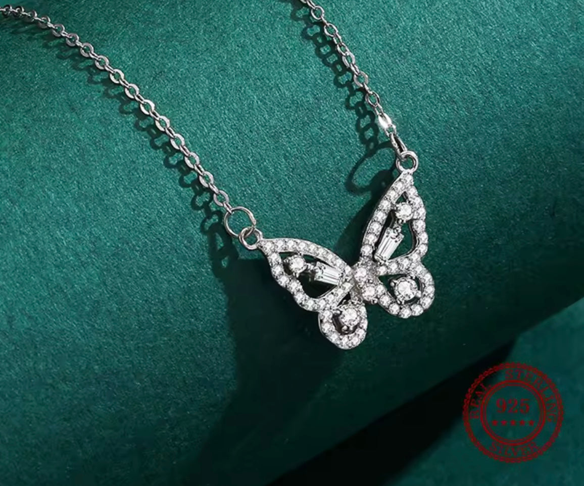 925 Sterling silver butterfly necklace