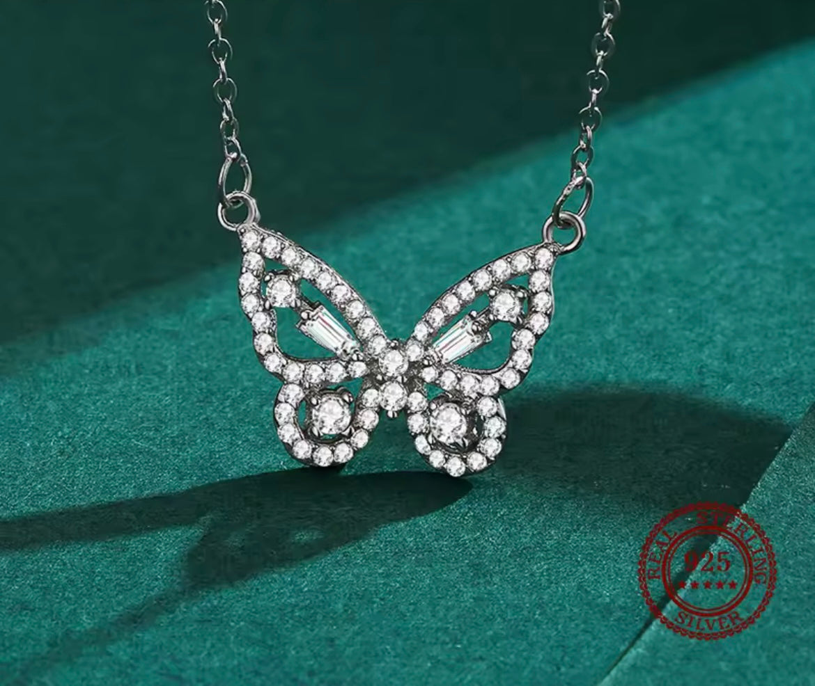 925 Sterling silver butterfly necklace