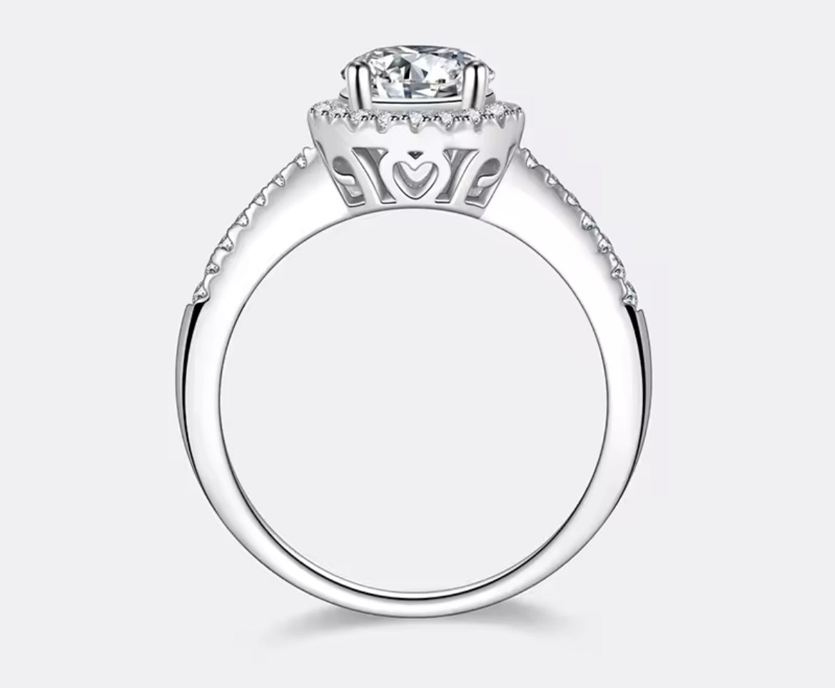 925 Pure Silver Plated 18K White Gold Round Diamond