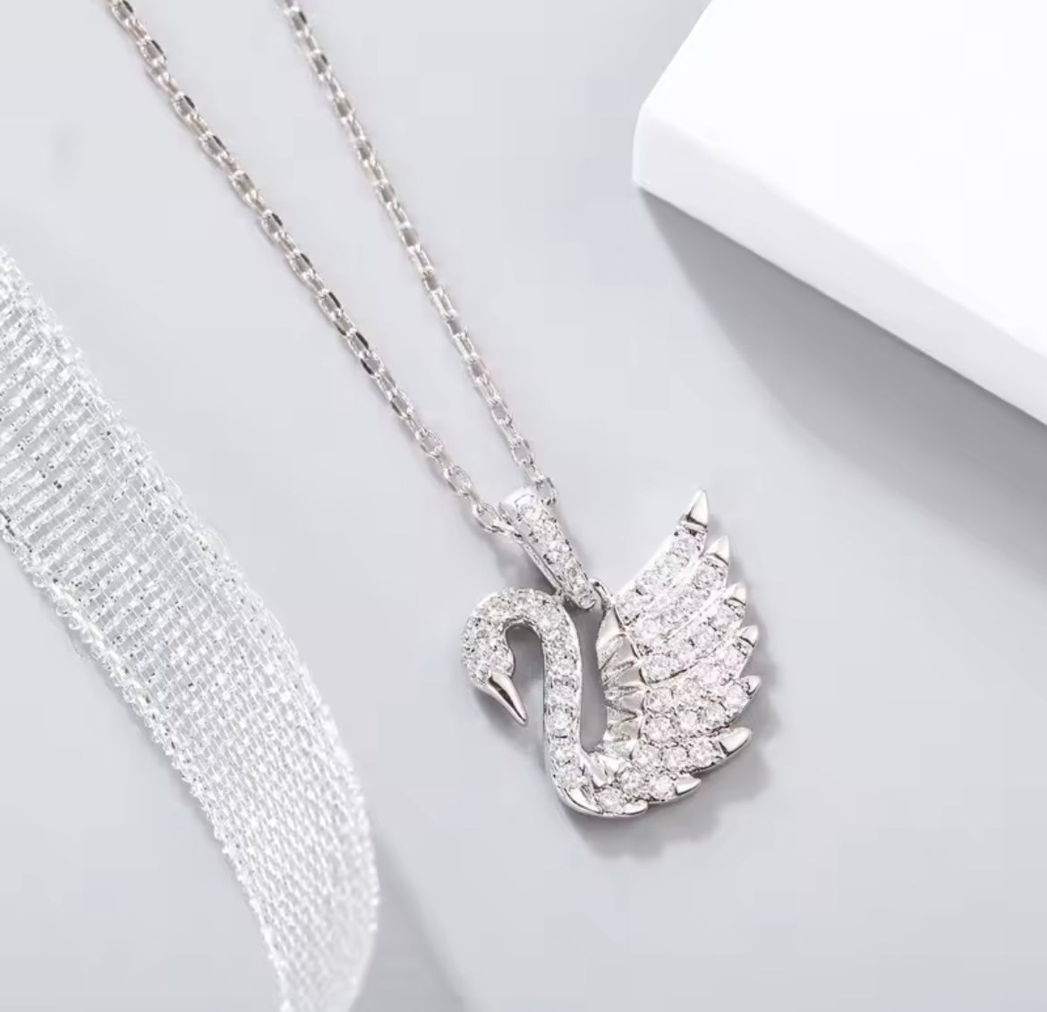 925 Sterling silver swan zircon necklace