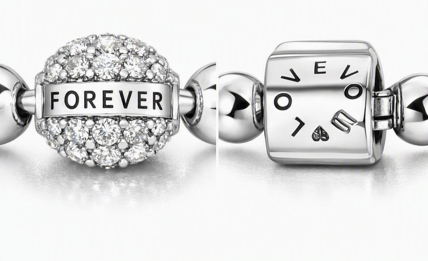 925 Sterling Silver Forever Beaded charm Bracelet