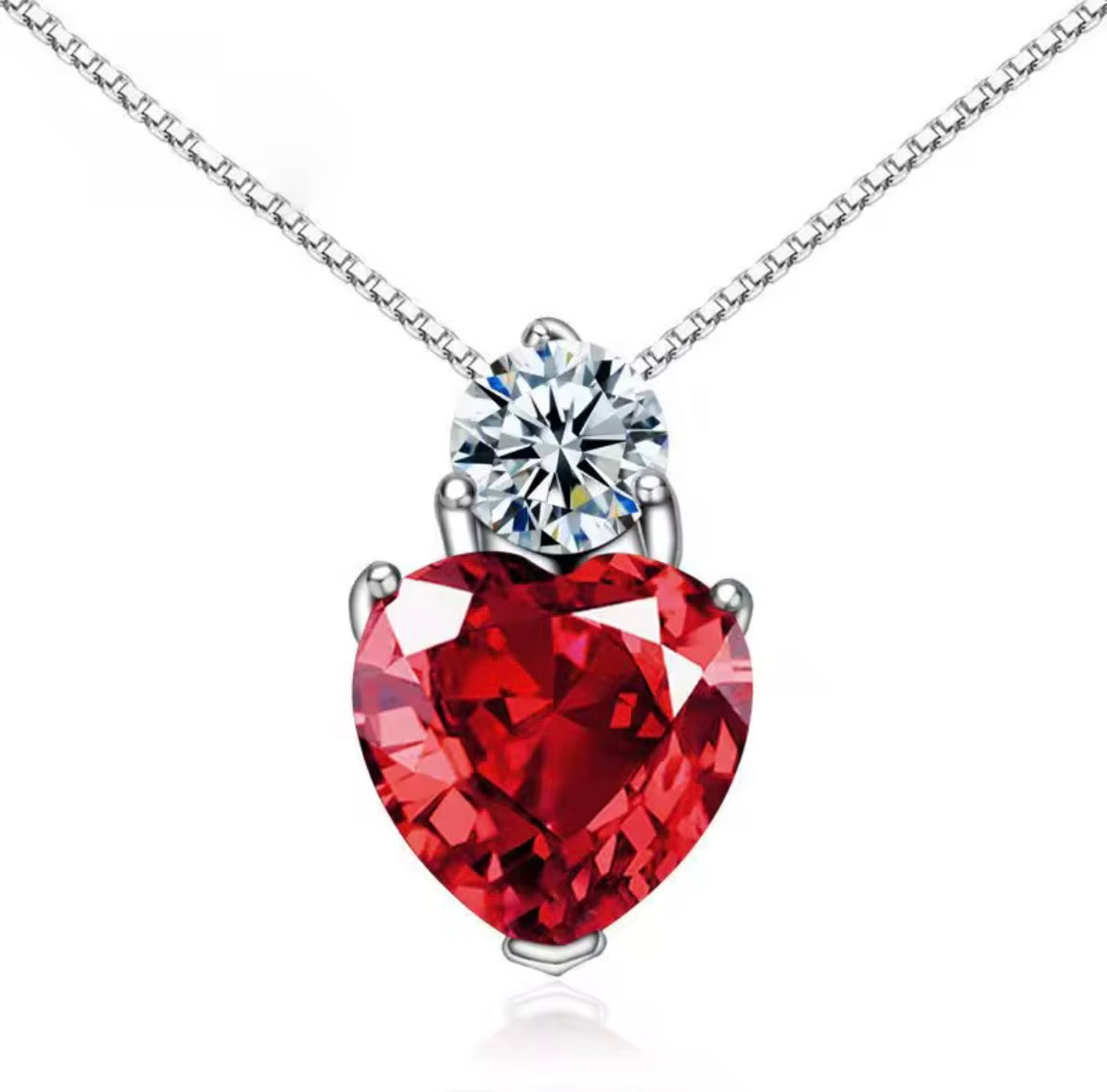 925 Sterling silver red heart necklace