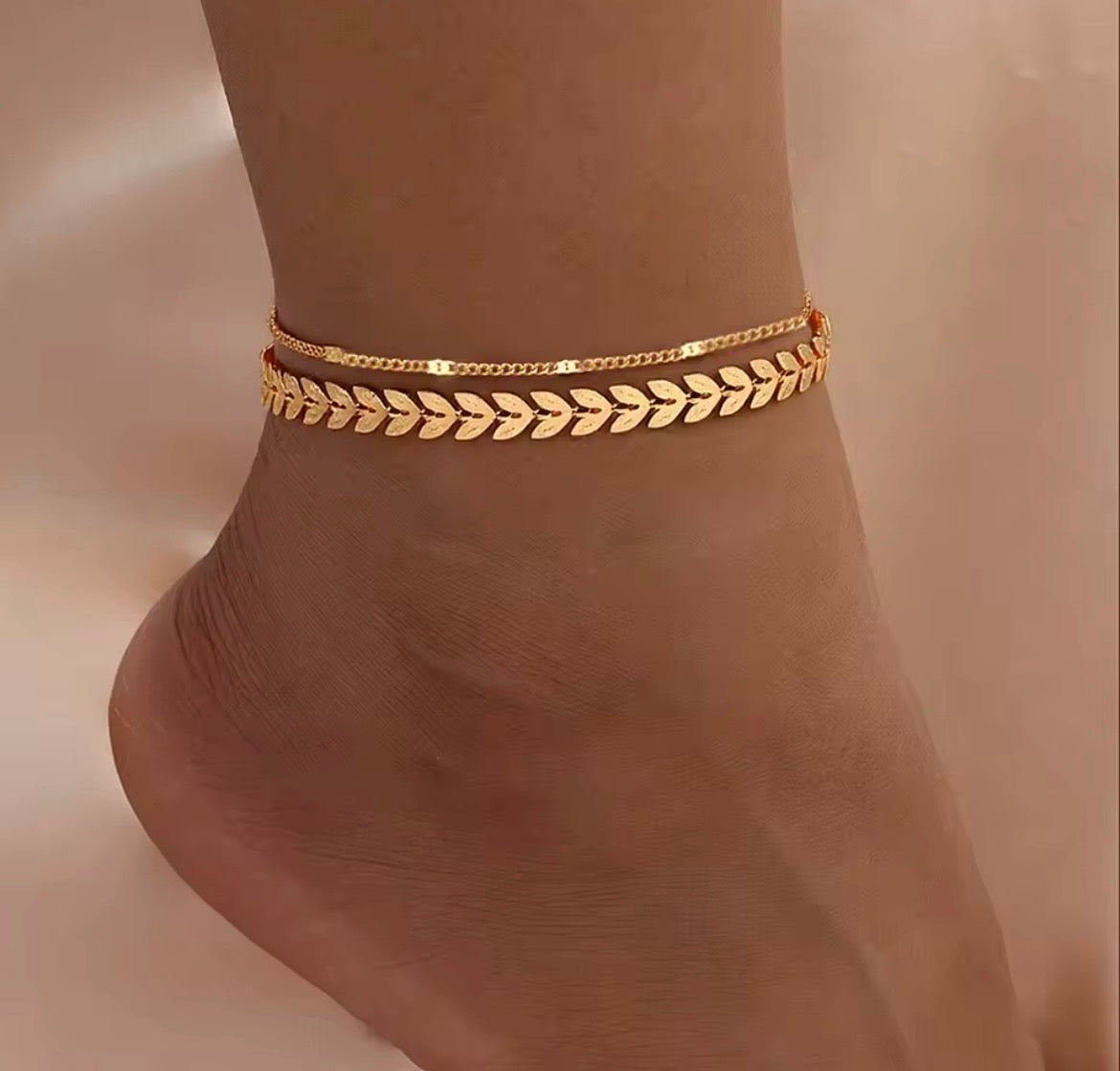 Simple Snake Bone Boho Anklet Set