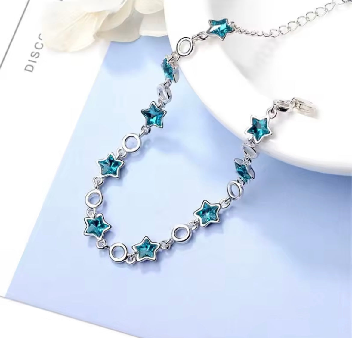 925 Sterling silver blue star bracelet