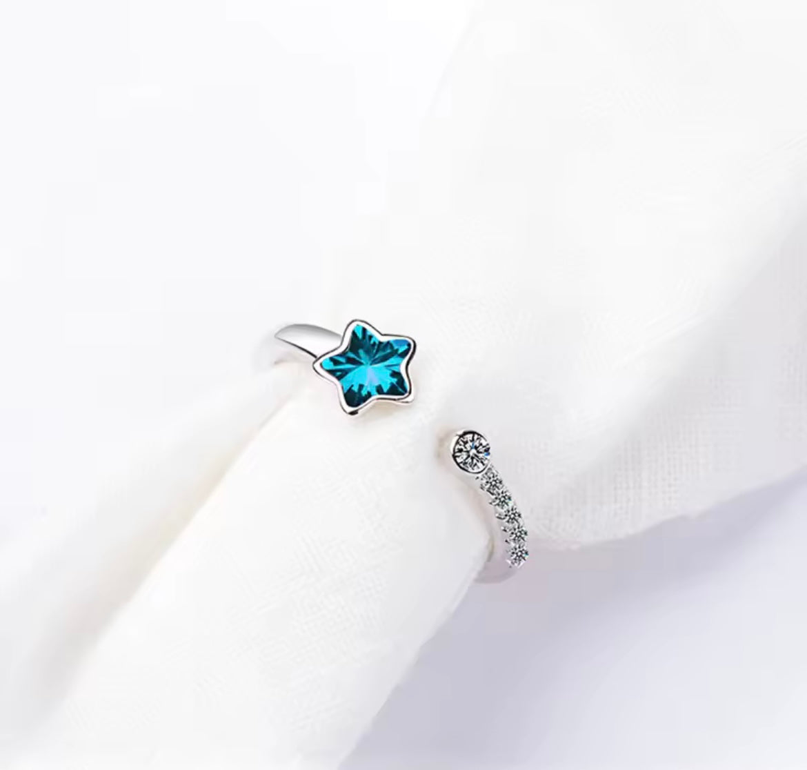 925 Sterling silver blue star ring