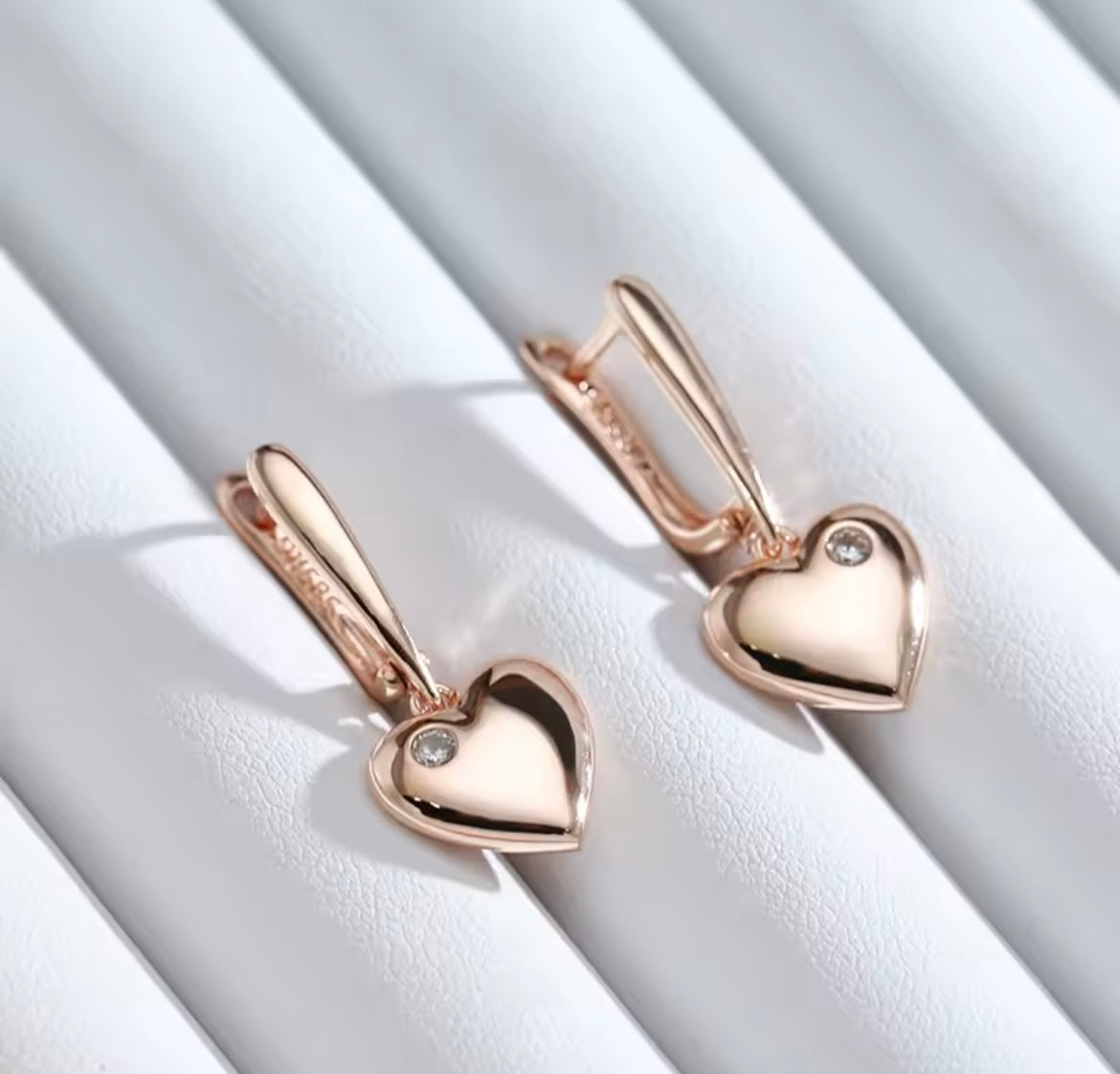Rose gold heart earrings