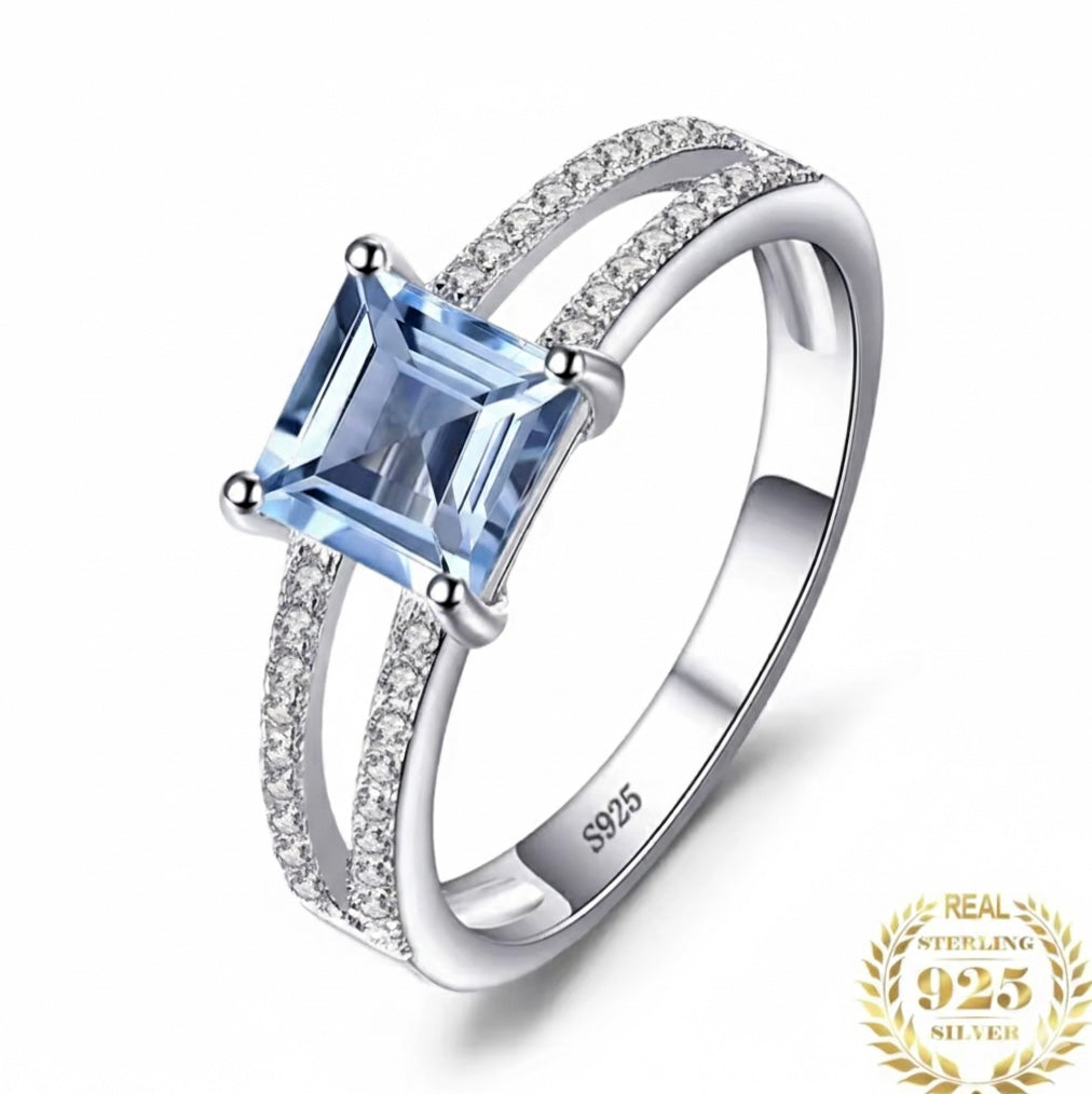 925 Sterling Silver Sky Blue Topaz Ring