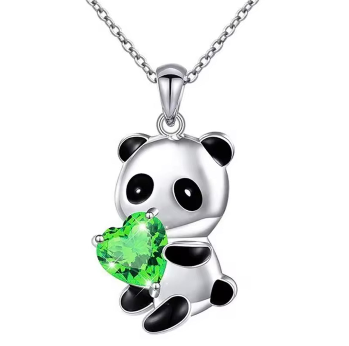 925 Sterling silver heart panda necklace