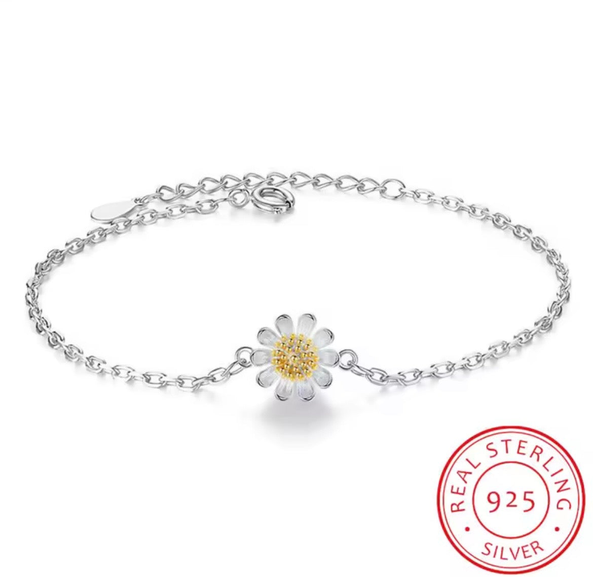 925 Sterling silver sunflower bracelet