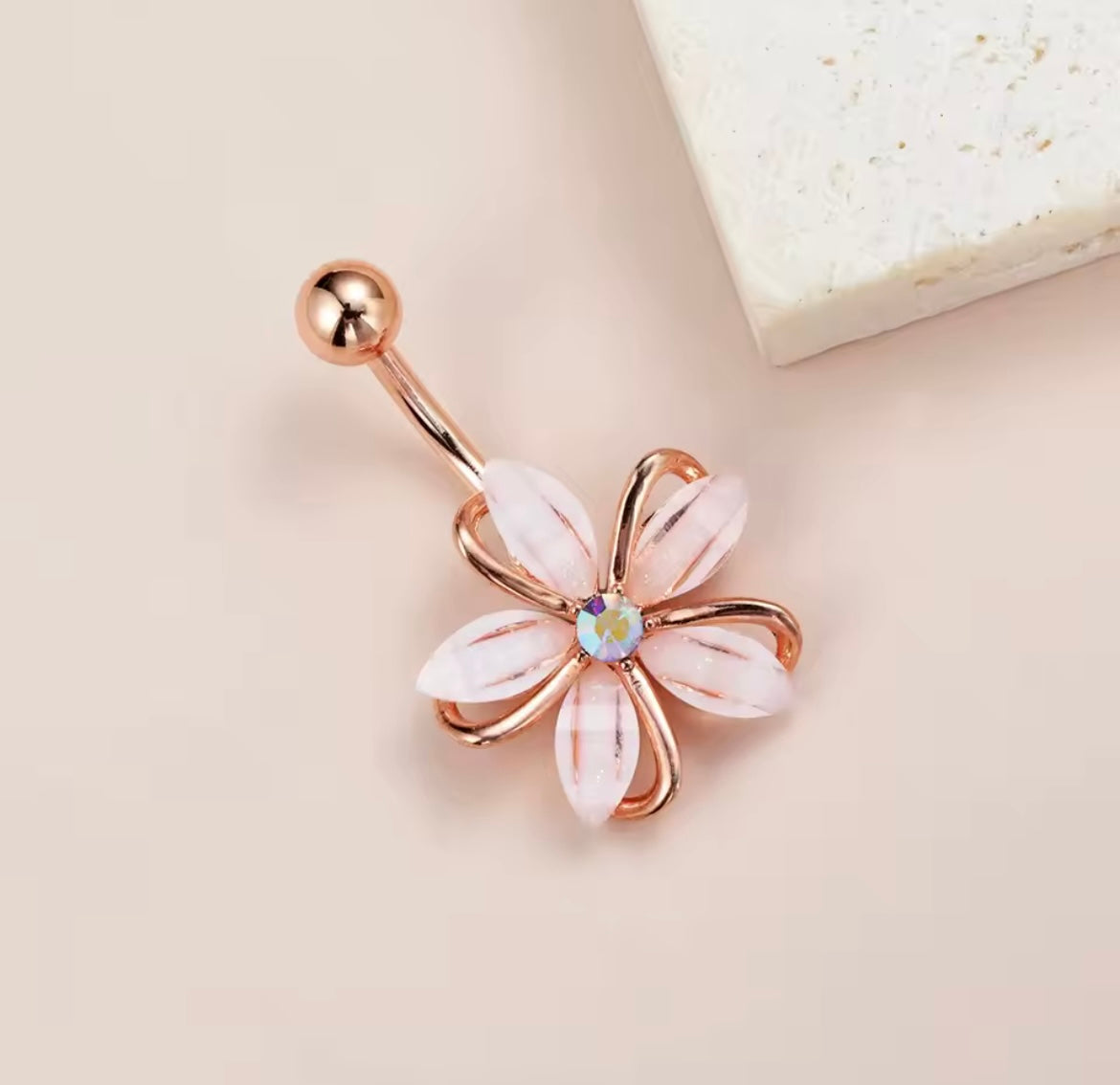 Crystal flower belly bar