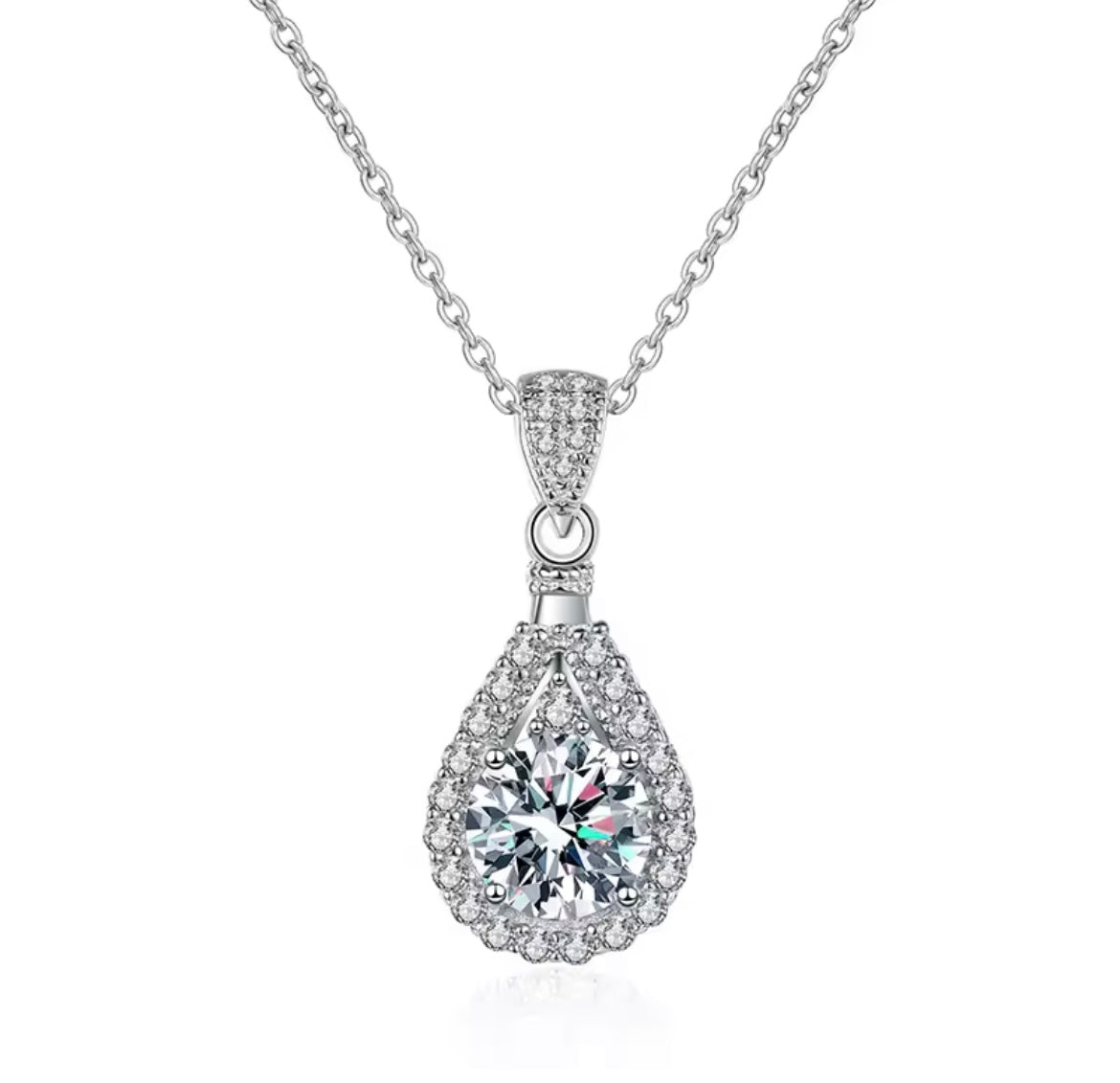 1CT Moissanite Tear drop necklace