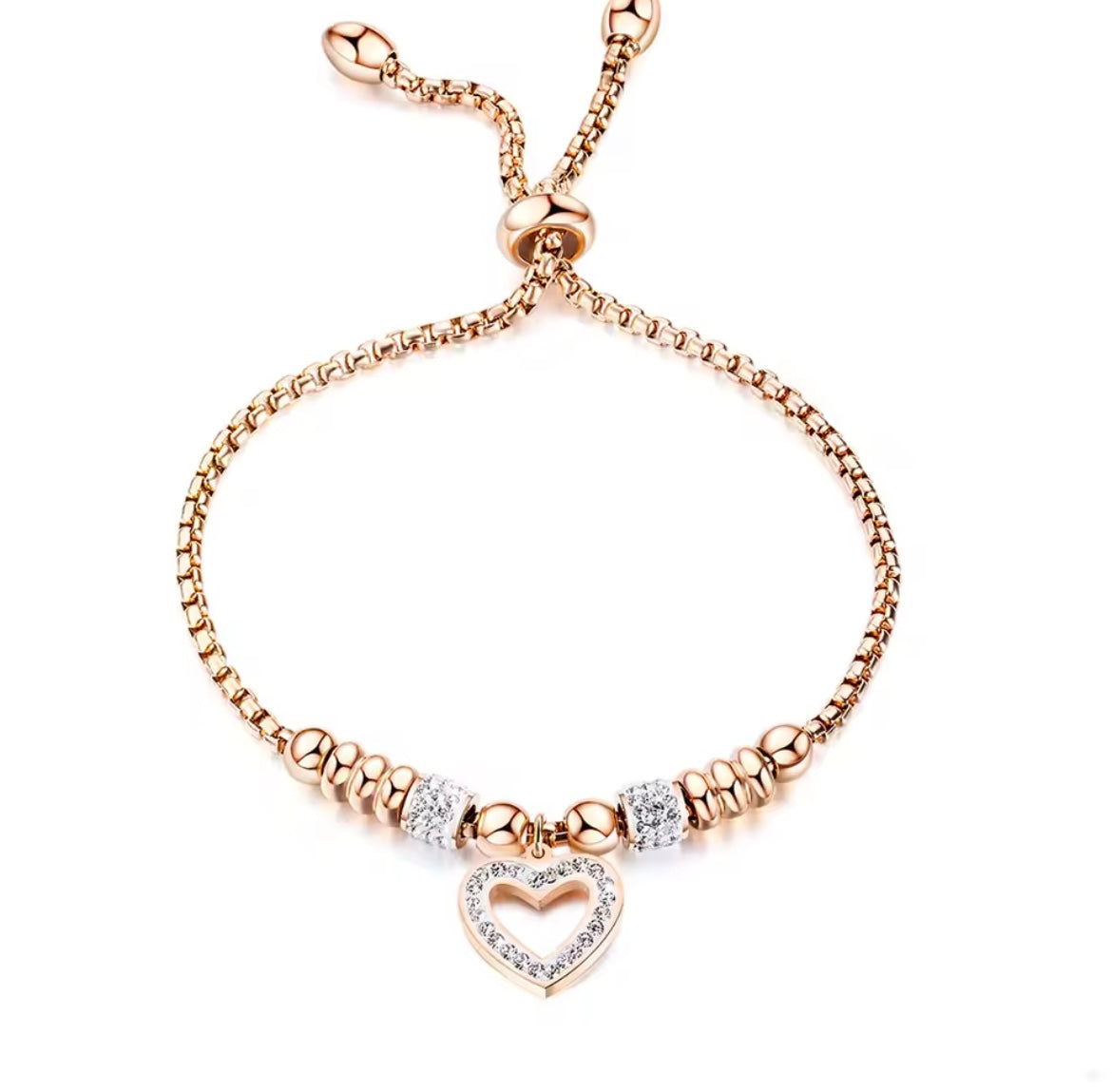 Stainless Steel Crytal Heart bracelet