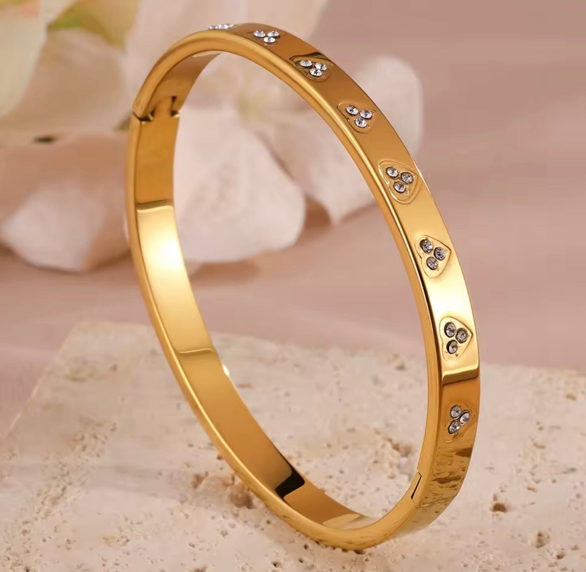 Stainless Steel Sparkling Zircon Tennis Bracelet & Bangle Set