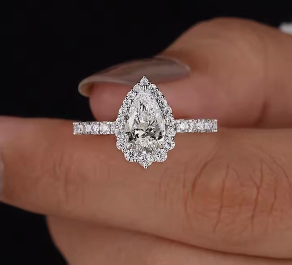 925 Sterling silver water drop ring
