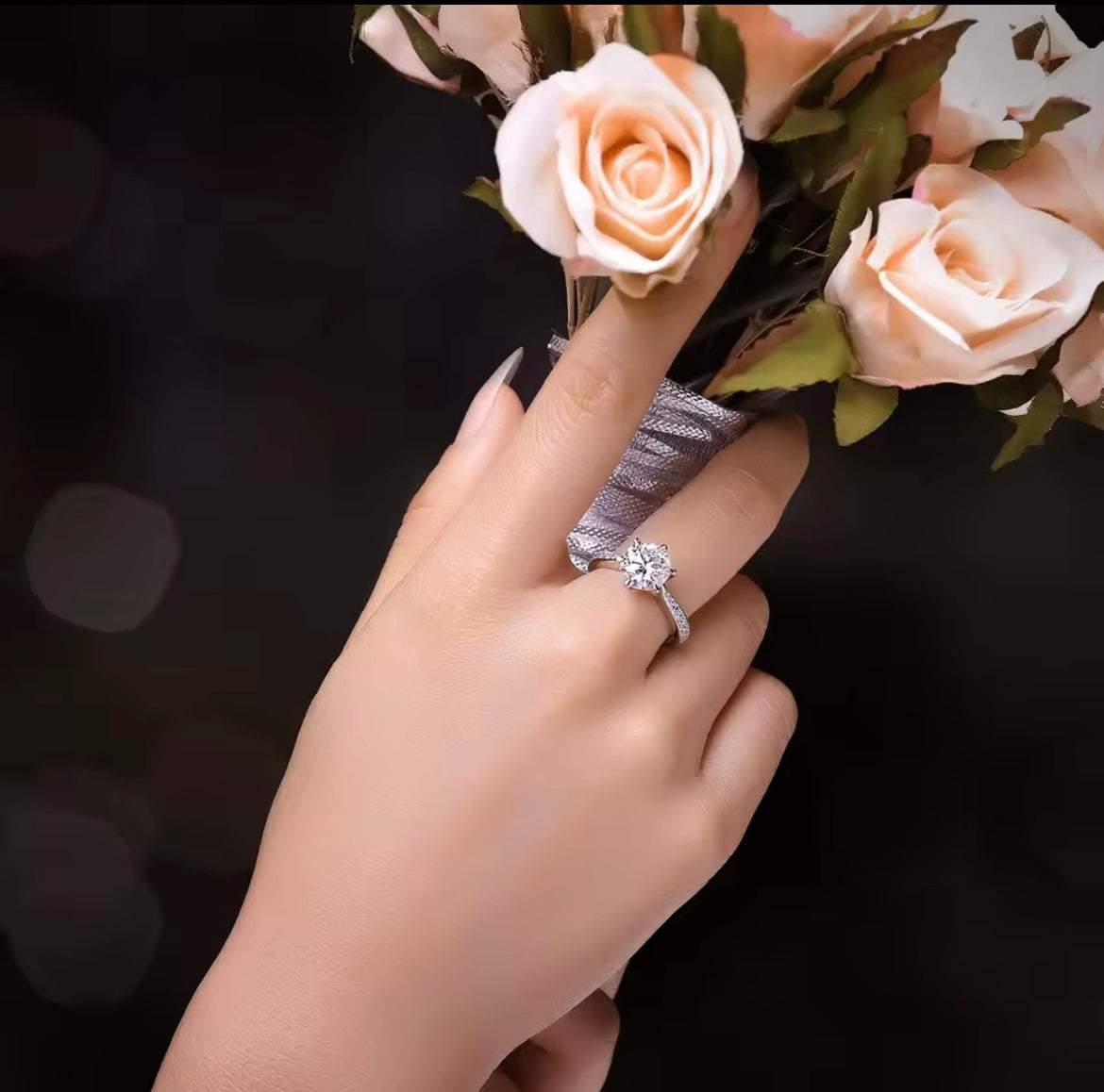 925 Sterling Silver 1-Carat Moissanite Ring