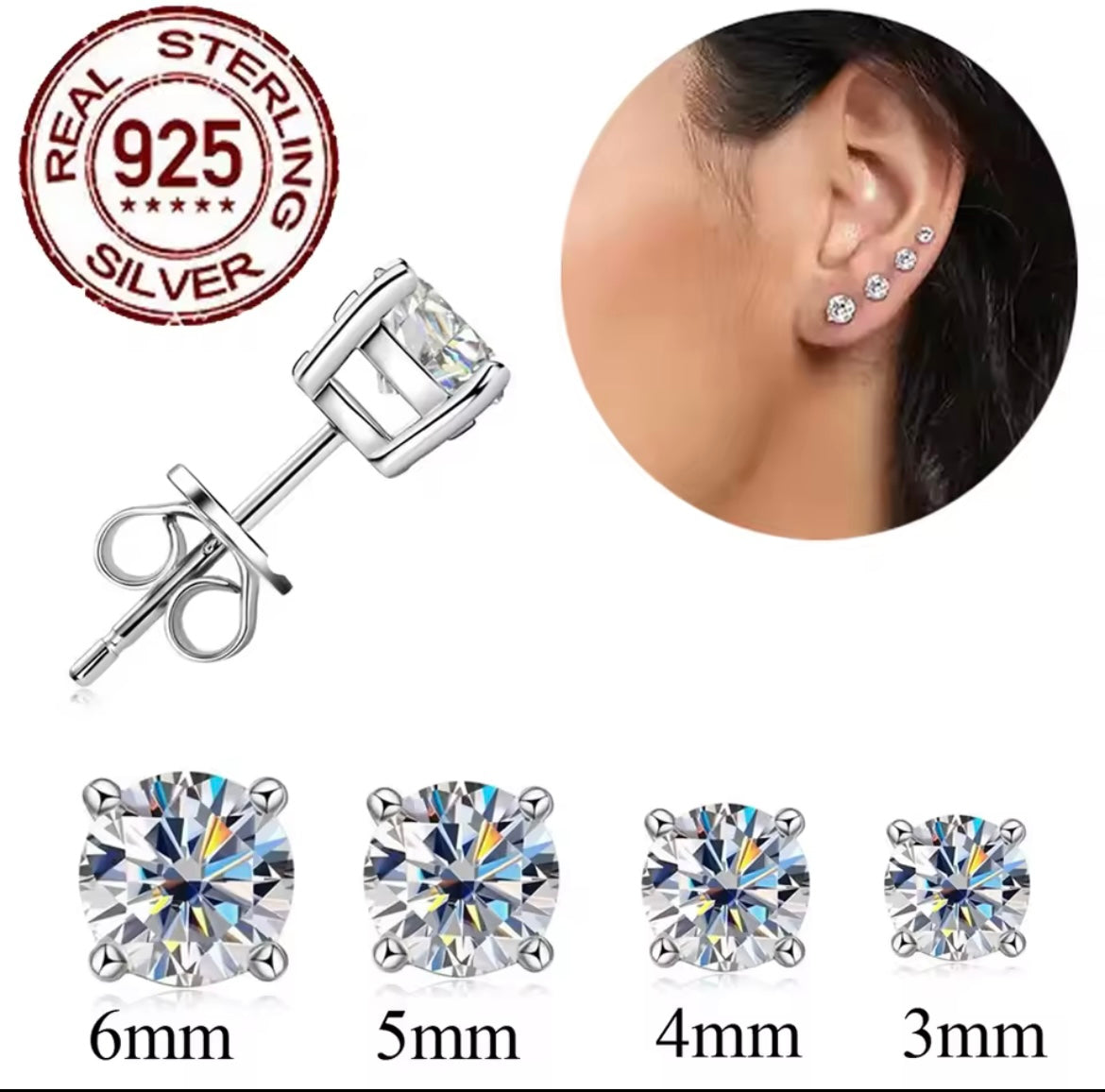 925 Sterling silver stud earrings