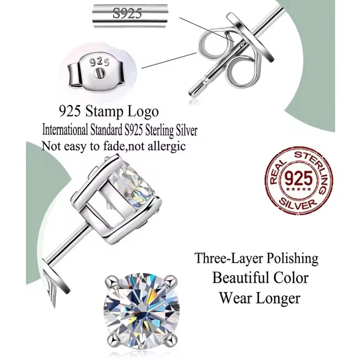 925 Sterling silver stud earrings