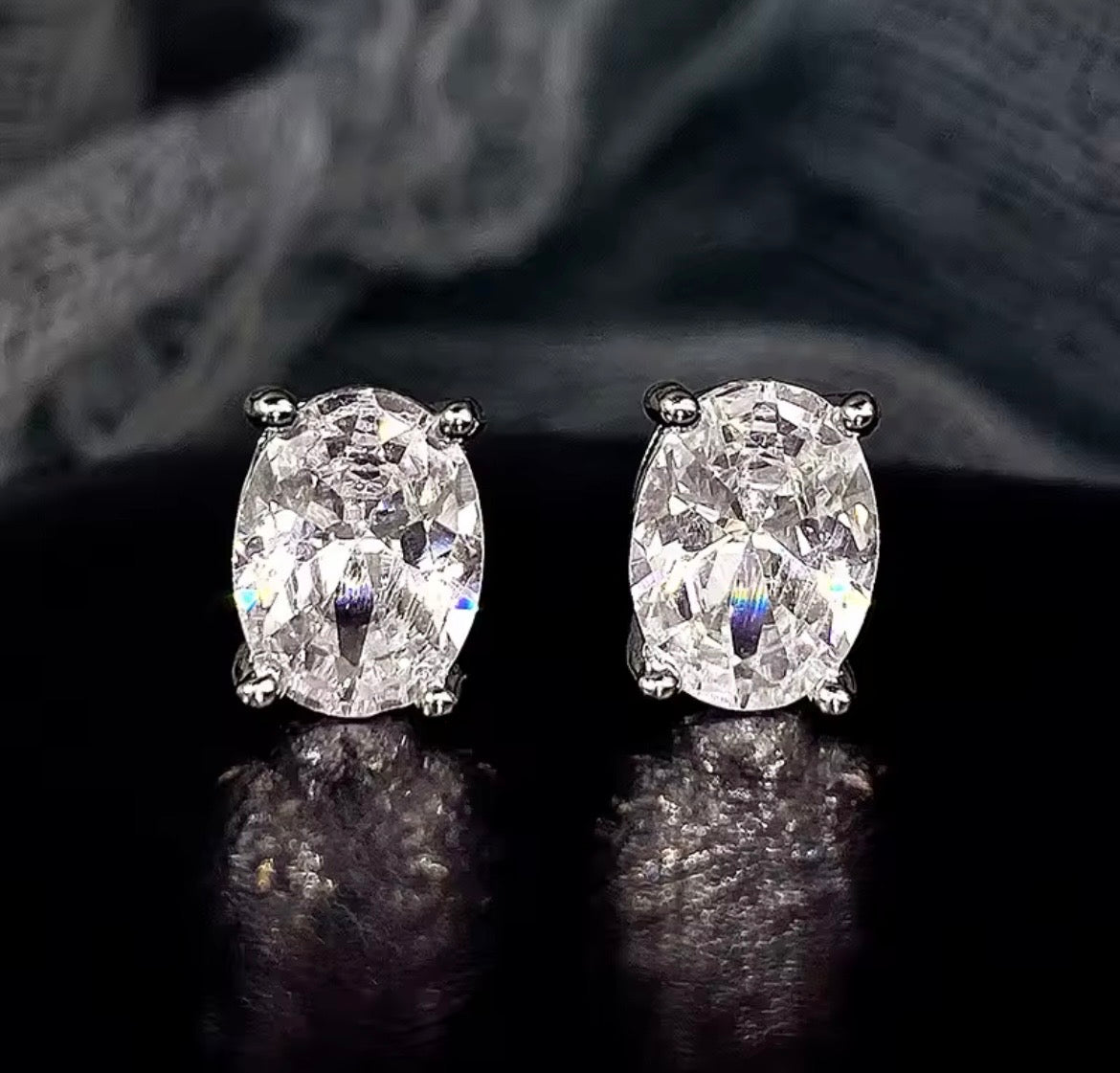 925 Sterling silver oval stud earrings