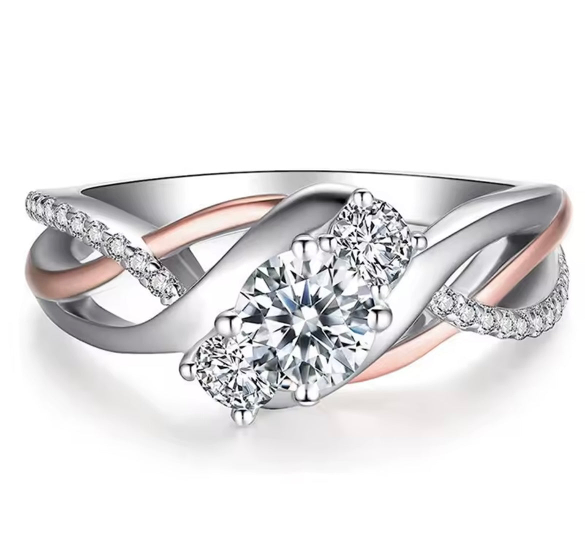925 Sterling Silver Crystal Cubic Zirconia Eternity ring