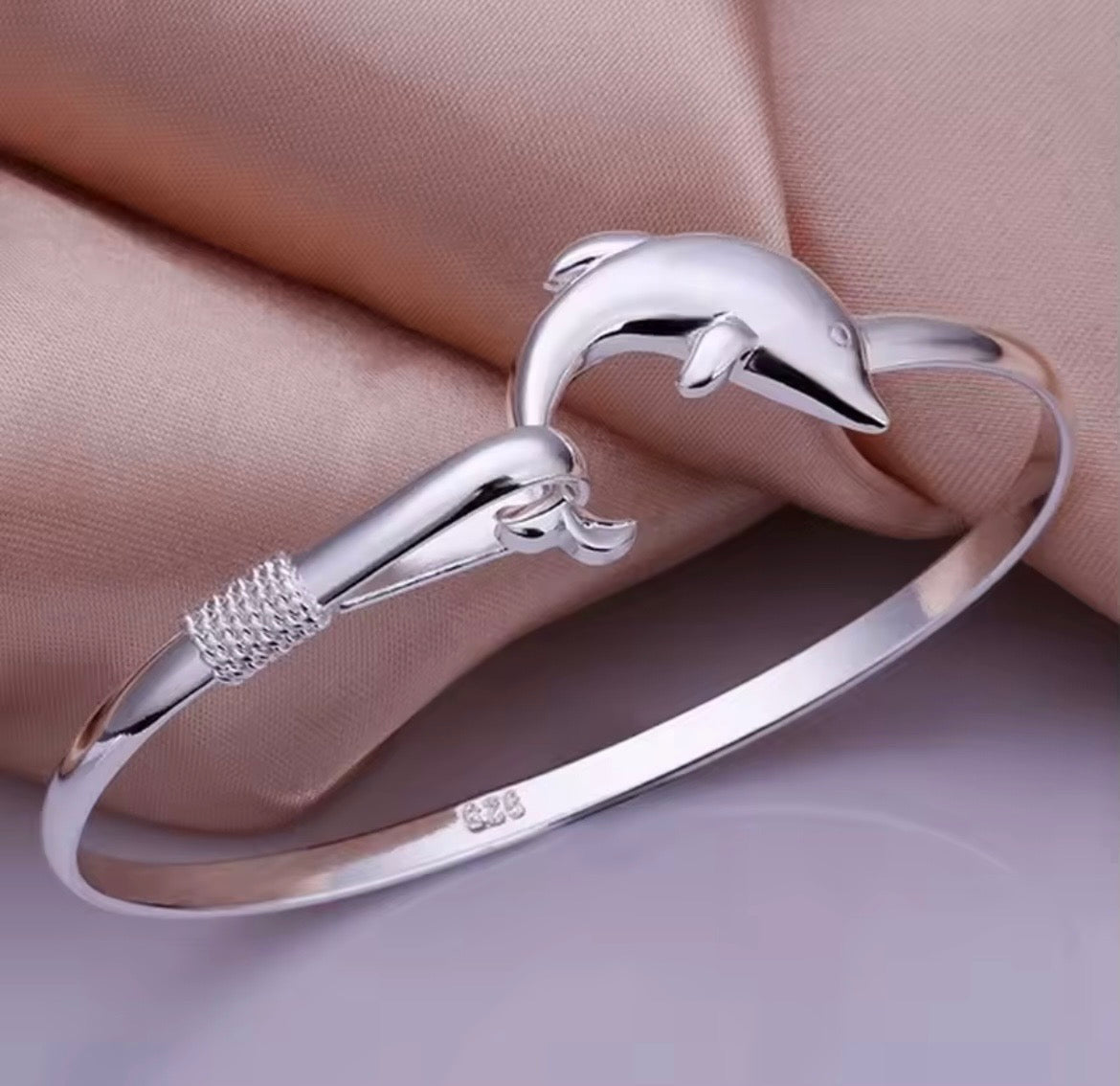 925 Sterling silver dolphin bangle
