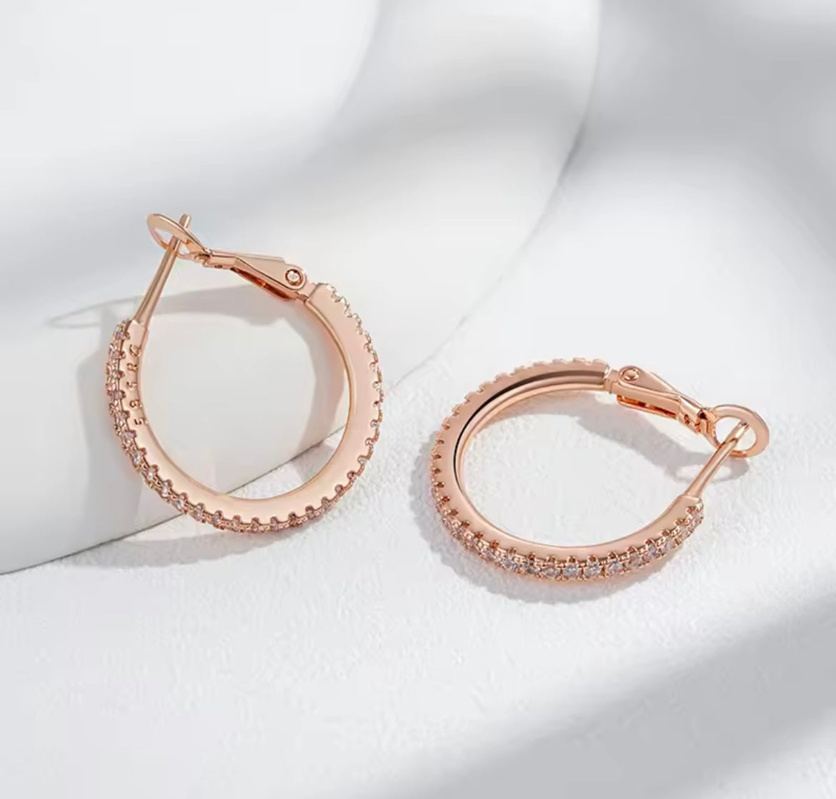 Luxury Rose gold hoops