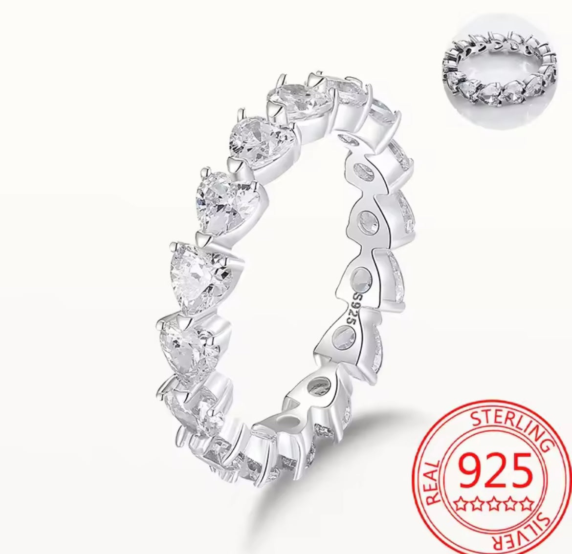 925 Sterling Silver Infinity Heart ring