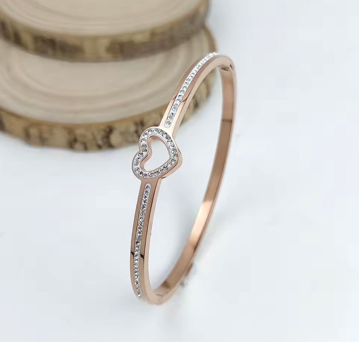 Stainless steel heart bangle