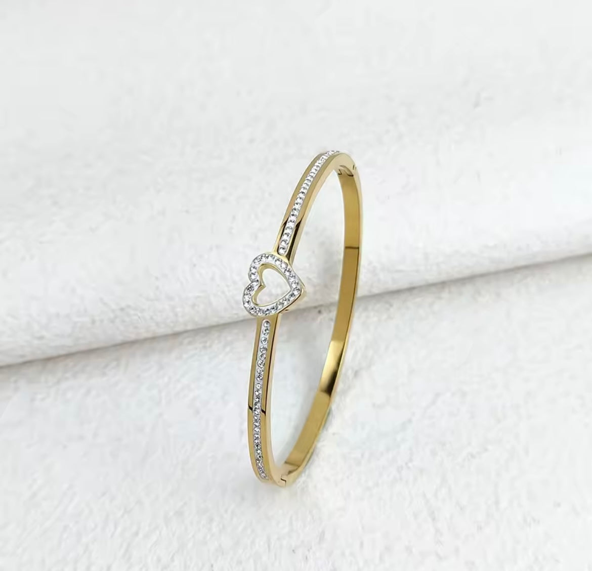 Stainless steel heart bangle
