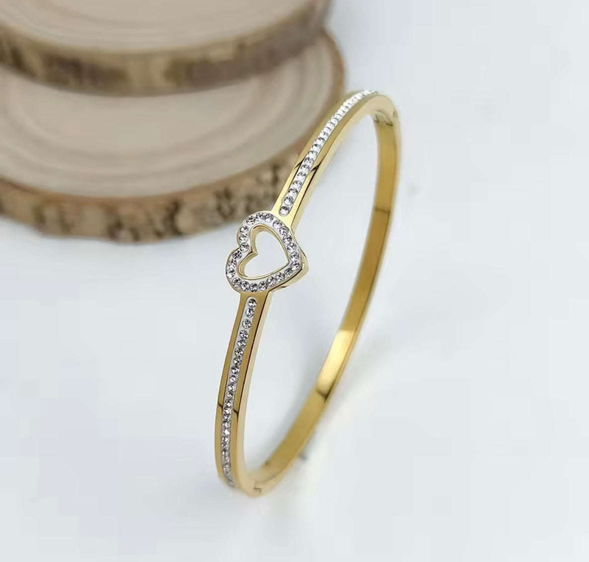 Stainless steel heart bangle