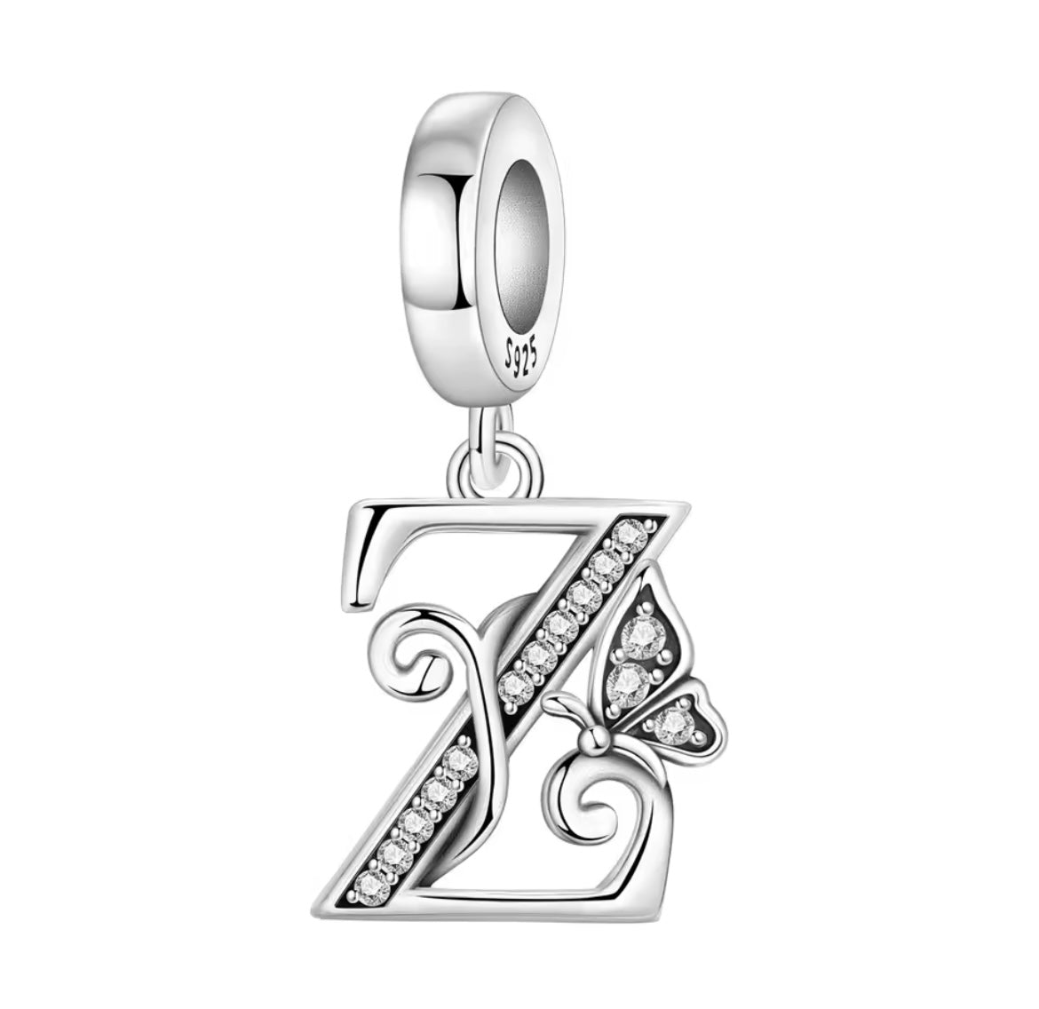 925 Sterling silver Butterfly A-Z letter charms